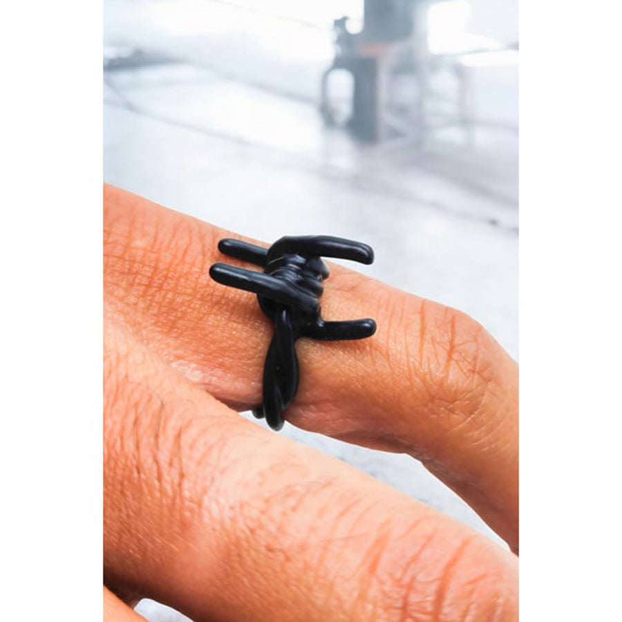 Black Barbed Wire Ring