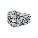 Roses & Pentagram Skull Ring