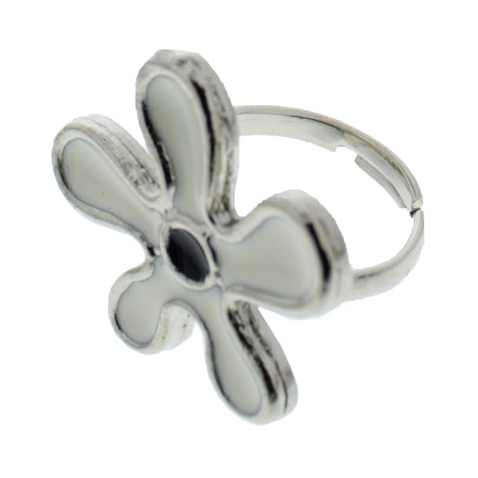 White Daisy Flower Adjustable Ring
