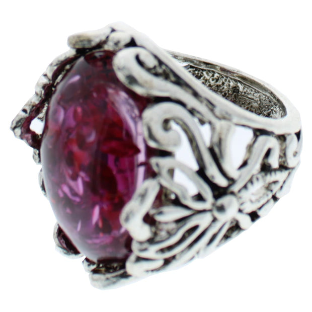 Purple Amethyst Jewelled Gem Silver Ring