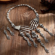 Silver Diamante Skeleton Choker & Earrings Set