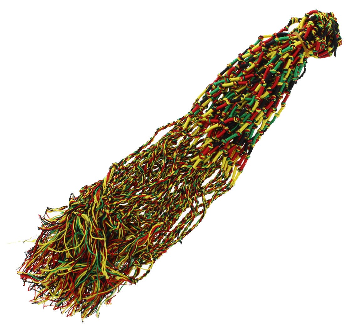 Colorful braided rope on a white background
