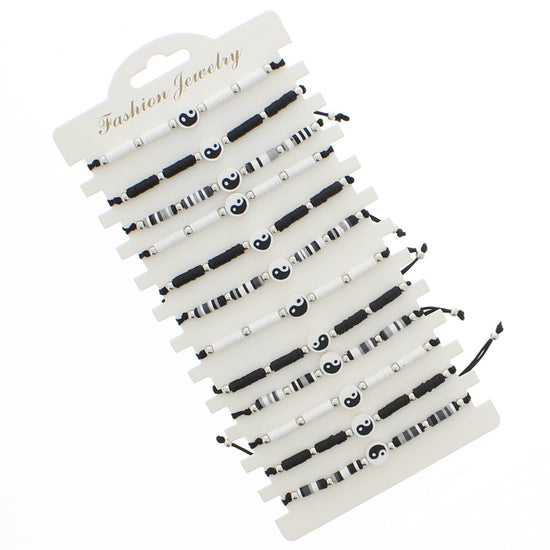 Card of 12 Assorted Yin Yang Beaded Bracelets