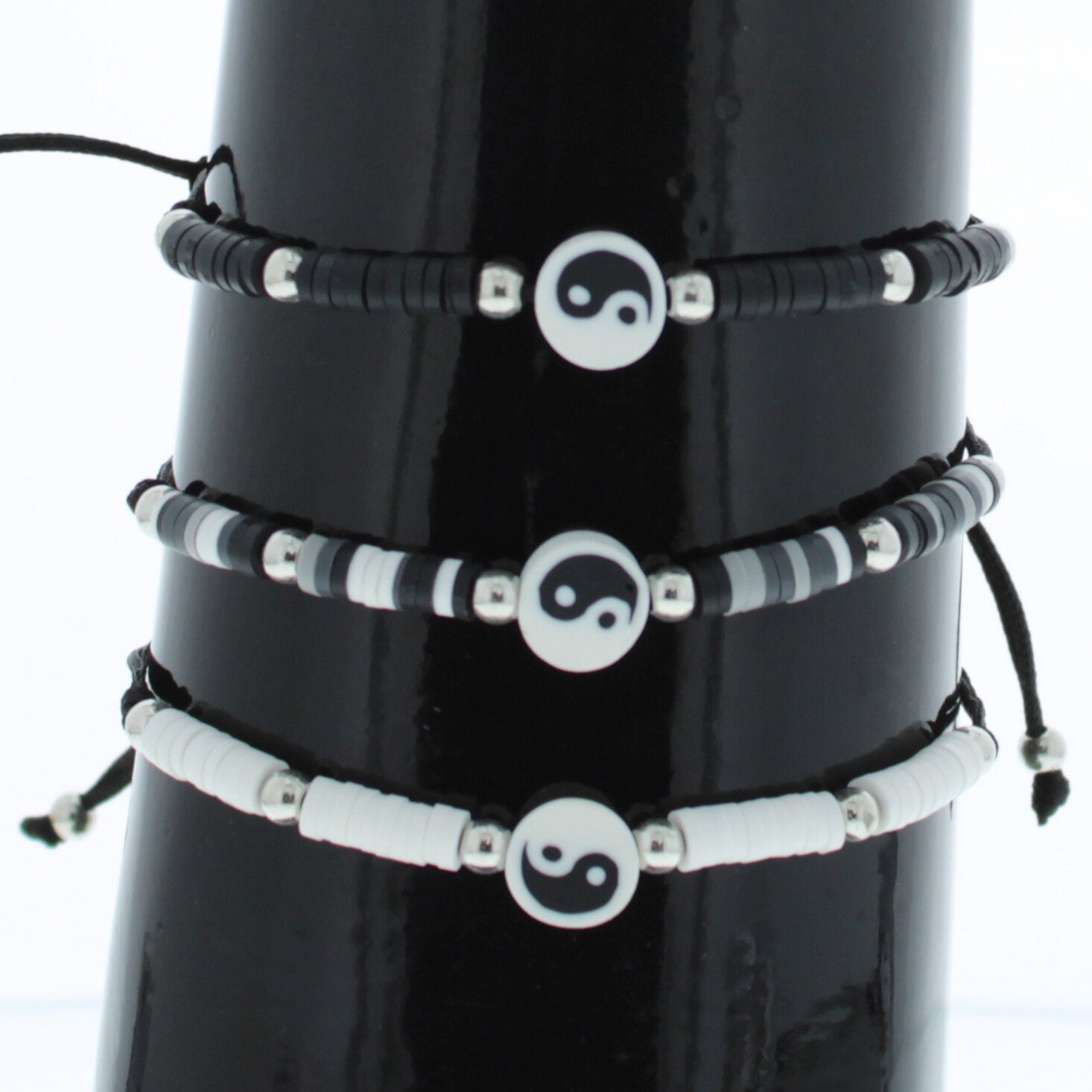 Card of 12 Assorted Yin Yang Beaded Bracelets
