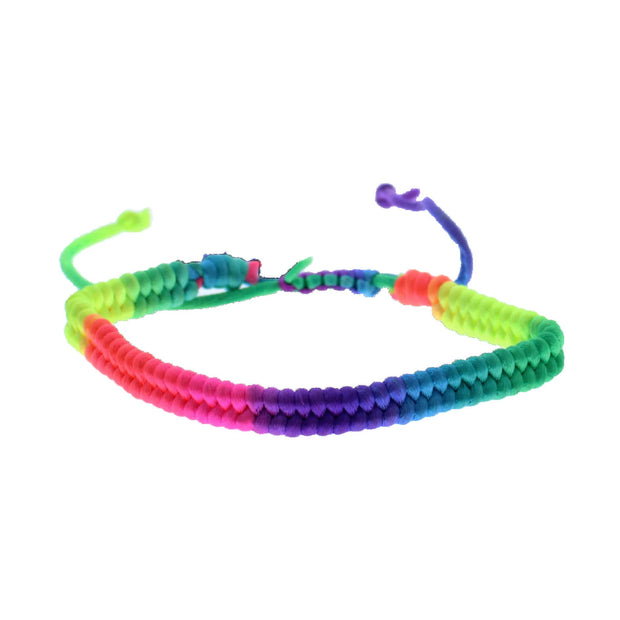 Fluorescent Neon Rainbow Rope Braided String Tie Bracelet