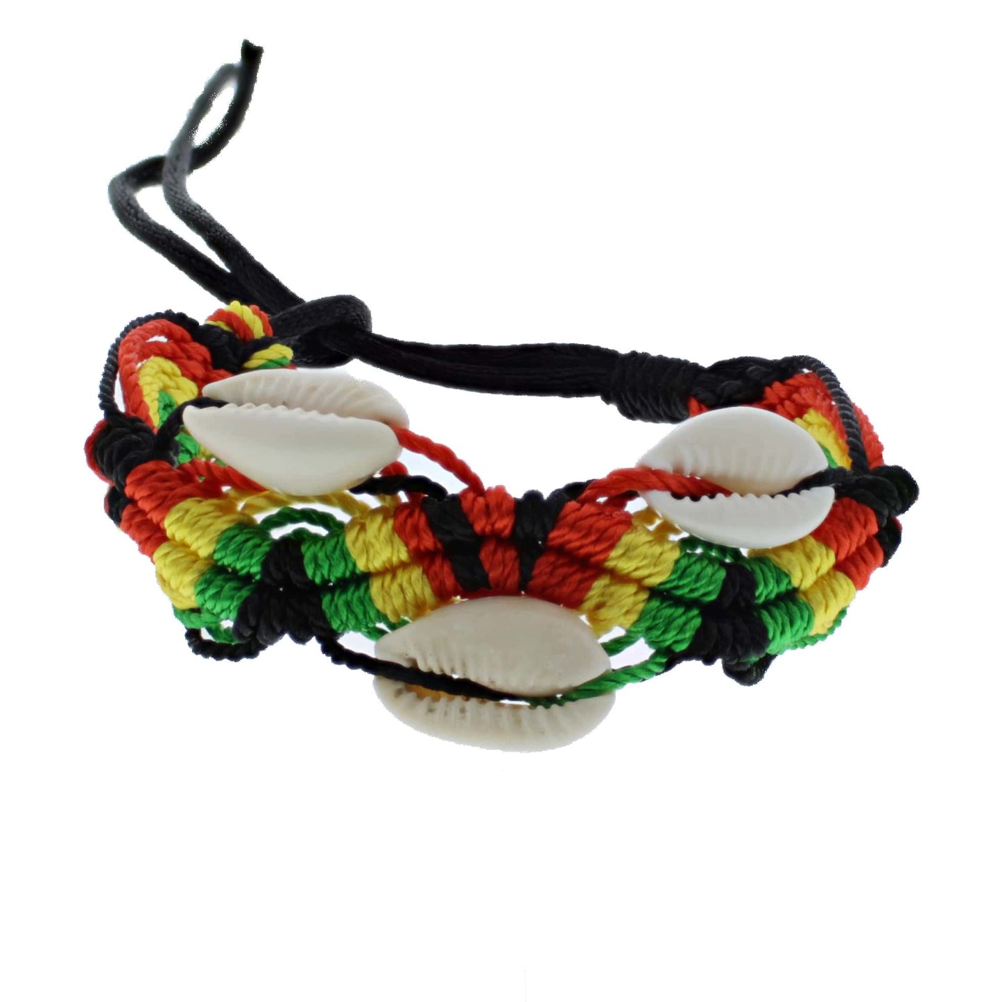 Rasta Braided Bracelet with Sea Shells