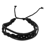 Black Plaited Reconstructed Leather Bracelet