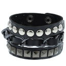 Chain & Pyramid Studded PU Bracelet