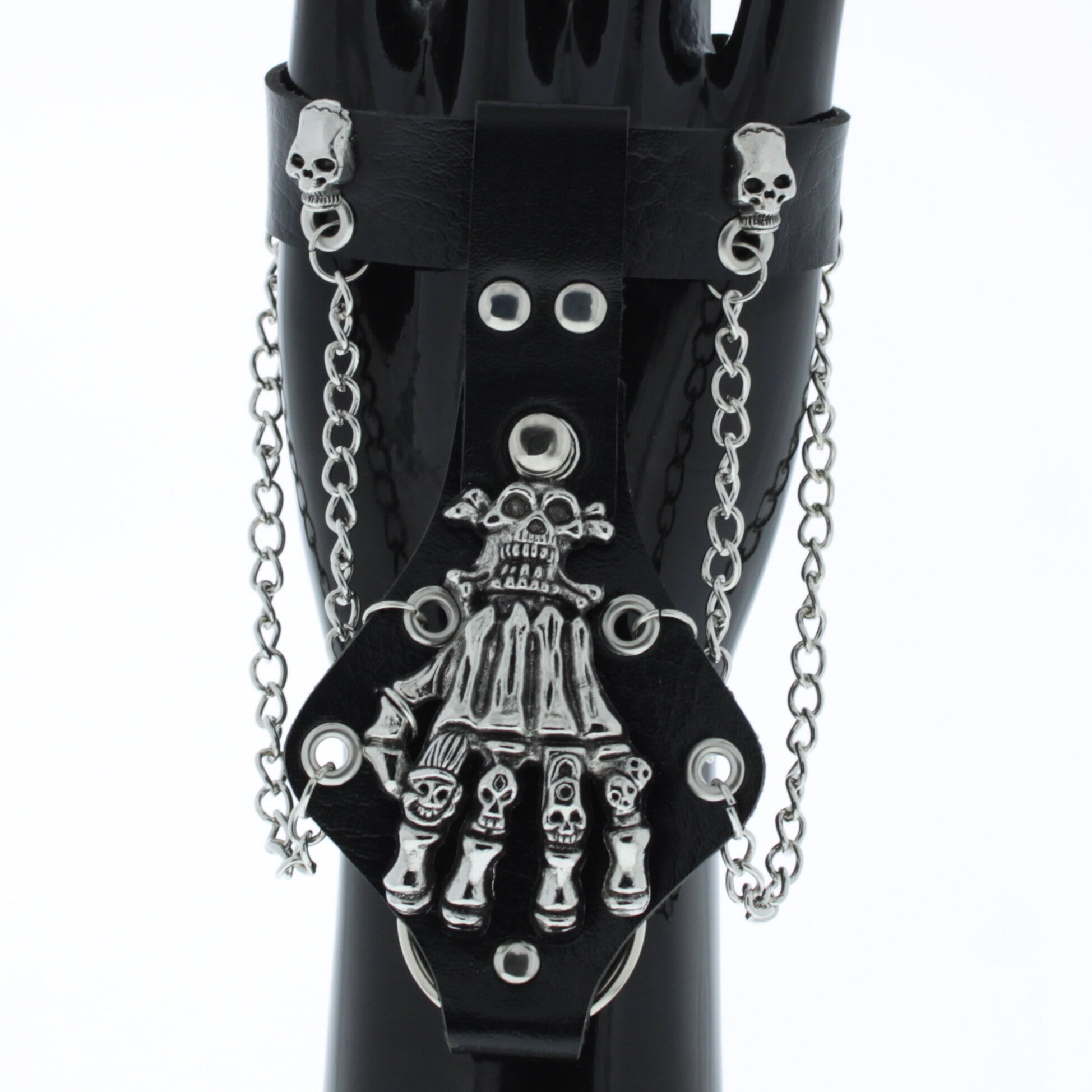 Large Skeleton Hand & Ring PU Bracelet