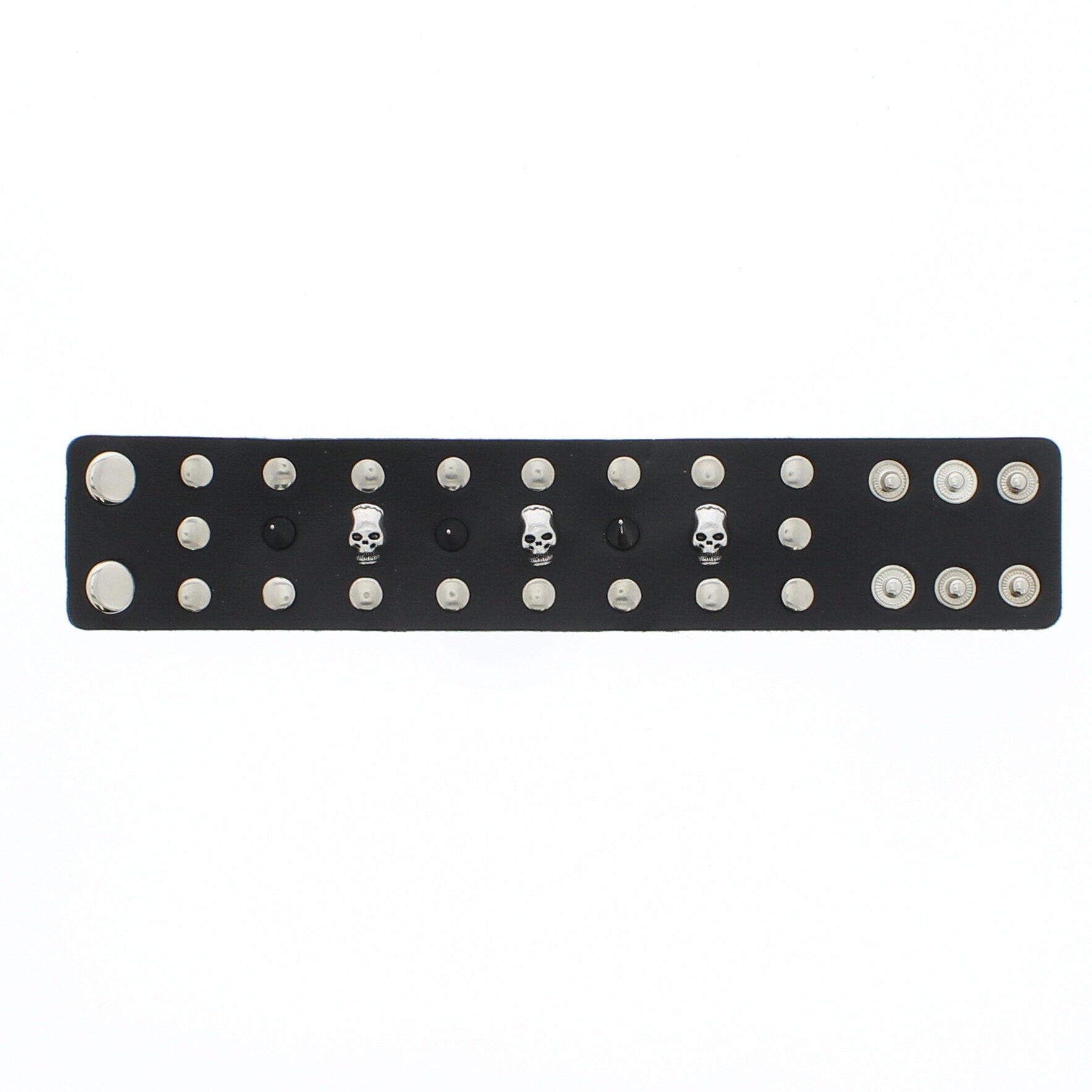 Black PU Bracelet with Skull Studs & Spikes