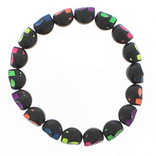 Black & Multicolour Neon Skull Bracelet