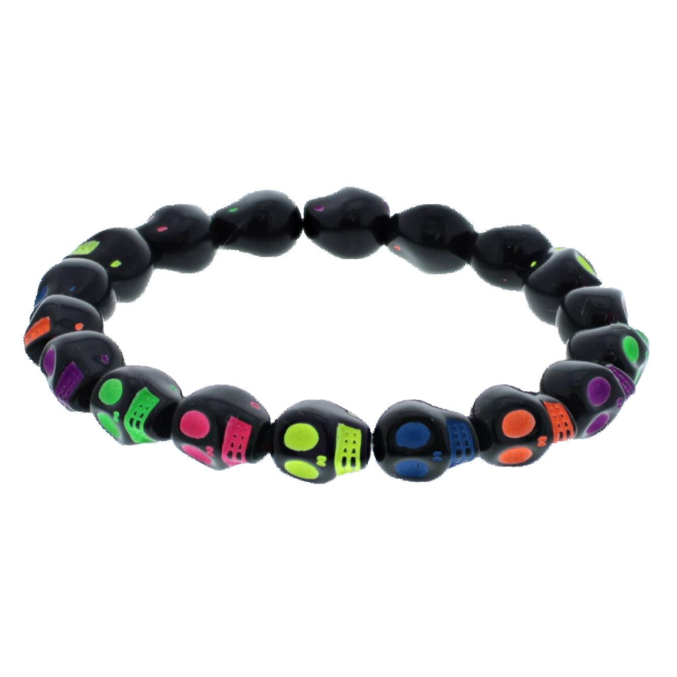 Black & Multicolour Neon Skull Bracelet
