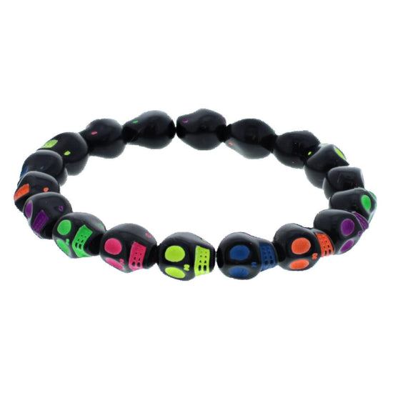 Black & Multicolour Neon Skull Bracelet