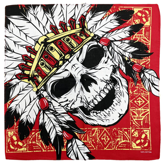 Red Indian Skull Bandana