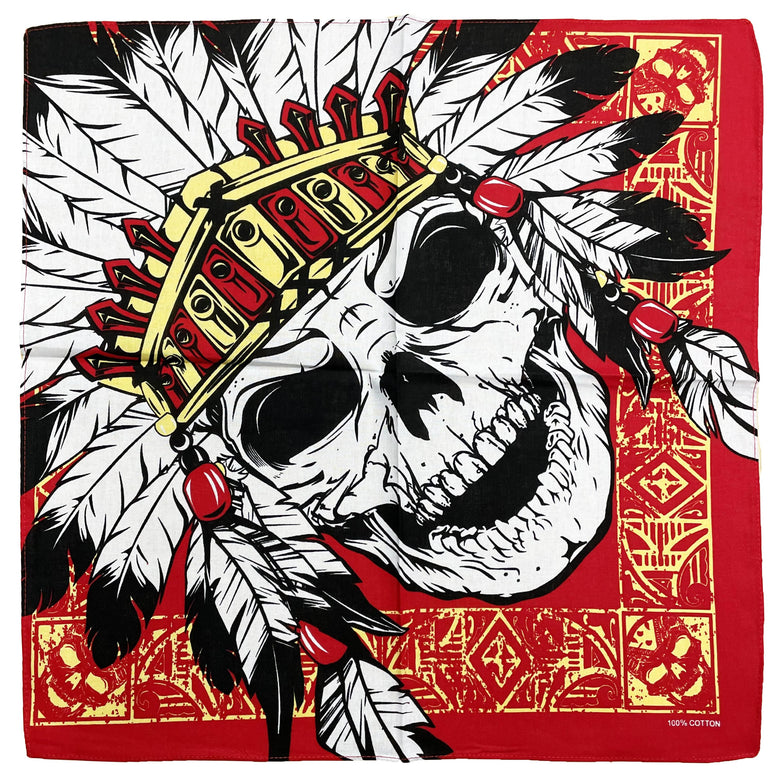Red Indian Skull Bandana