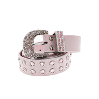 Faux Leather Pink Stone Studded Belt