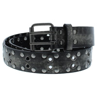 2-Row Eyelet Metallic PU Studded Belt