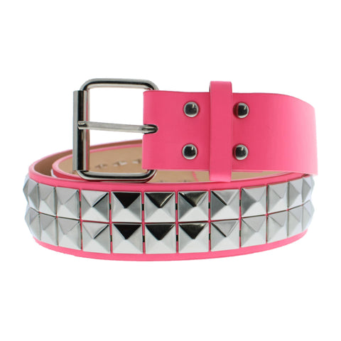 2 Row Pyramid Studded PU Belt