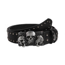 PU Studded Belt with Triple Skulls & Skeleton Hands