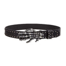 PU Studded Belt with Skelton Hand Buckle with Diamante Stone