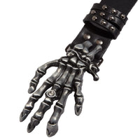 PU Studded Belt with Skelton Hand Buckle with Diamante Stone