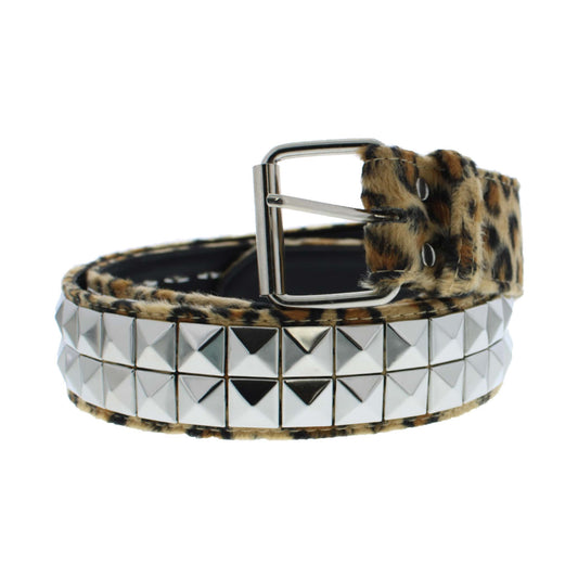 2 Row Pyramid Leopard Print Belt