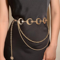 Moon & Star Charm Triple Chain Belt