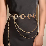 Moon & Star Charm Triple Chain Belt