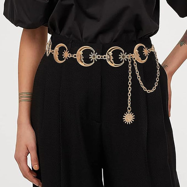 Moon & Star Charm Chain Belt