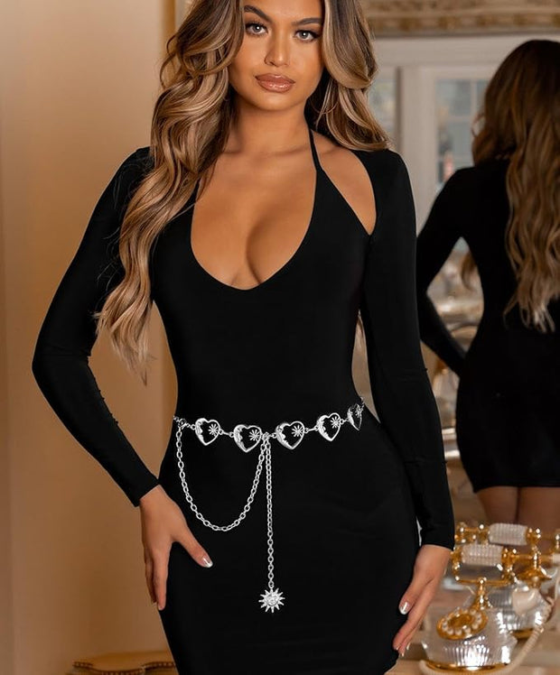 Heart Moon & Star Charm Chain Belt