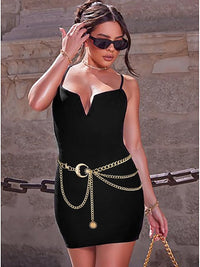Moon, Star & Sun Charm Triple Chain Belt
