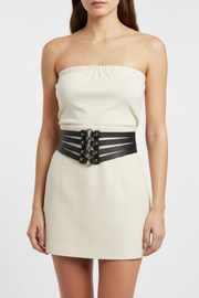 Four Strip Elasticated Waist Lace Up Corset Belt