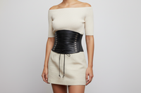 Elasticated Waist Lace Up Corset Belt with Press Button Closure