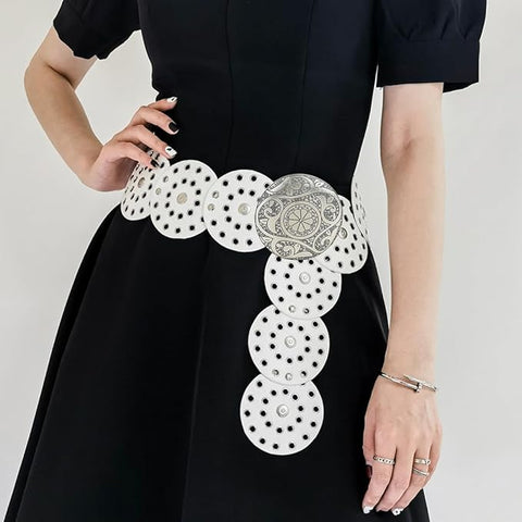 Vintage Style Western Boho PU Disc Belt