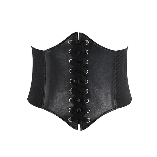 Arched Elasticated Waist Lace Up Corset Belt