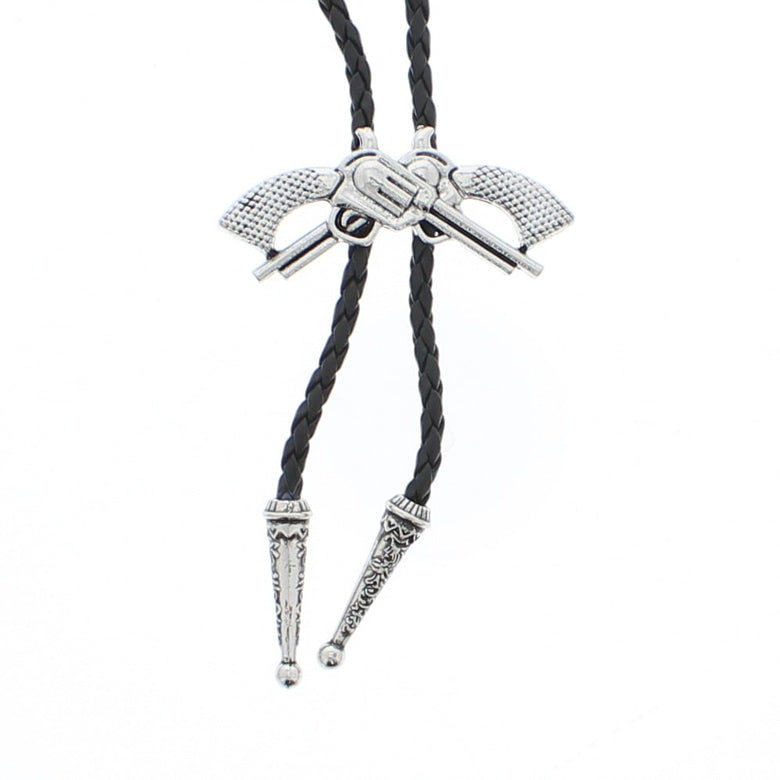 Vintage Guns PU Leather Cord Western Bolo Tie