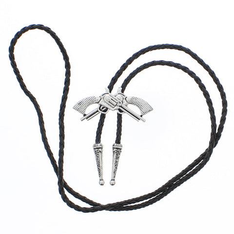 Vintage Guns PU Leather Cord Western Bolo Tie