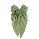 Large Satin Double Hair Bow on Barrette with Tails