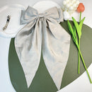Large Satin Double Hair Bow on Barrette with Tails