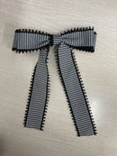 Large Black Gingham Hair Bow on Barrette