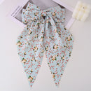 Large Floral Print Satin Double Hair Bow Barrette