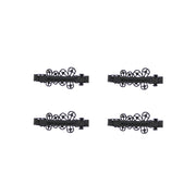Assorted Black Floral Hair Barrettes with Diamante Stones