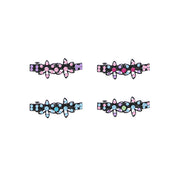 Assorted Black Floral Barrettes with Rhinestones Hair Clips