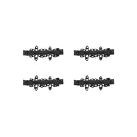 Assorted Black Floral Barrettes with Rhinestones Hair Clips