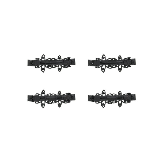 Assorted Black Floral Barrettes with Rhinestones Hair Clips