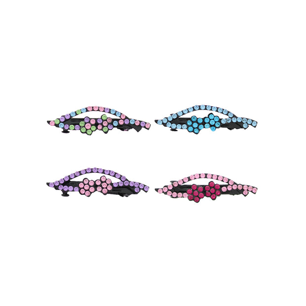 Assorted Colour Flower Rhinestones Hair Clips Barrettes