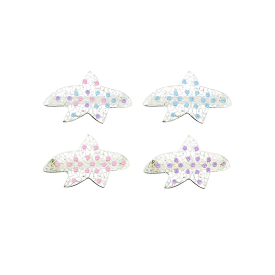 Assorted Mini Starfish Rhinestone Barrettes Hair Clips