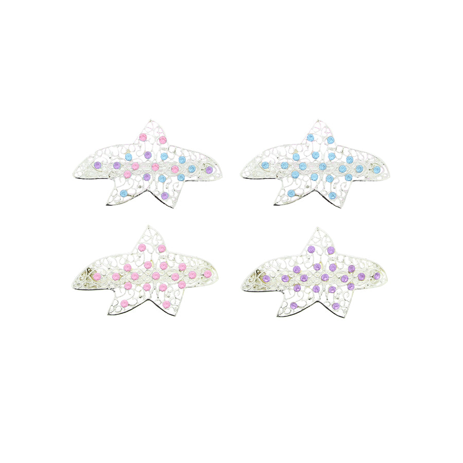 Assorted Mini Starfish Rhinestone Barrettes Hair Clips