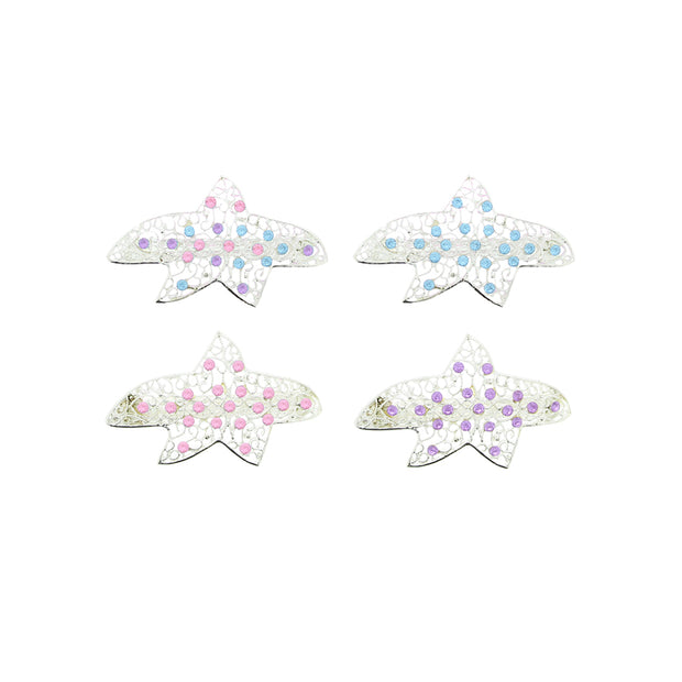 Assorted Mini Starfish Rhinestone Barrettes Hair Clips
