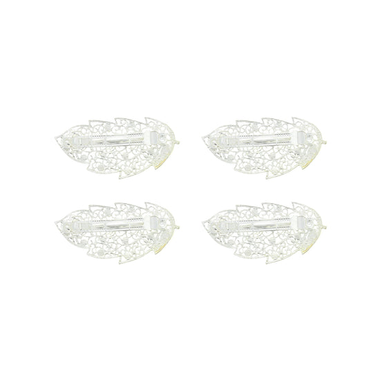Assorted Colour Rhinestones Leaf Design Hair Barrettes Clips